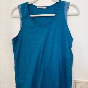 Michael Stars Blue Sleeveless Top with Lace Detail